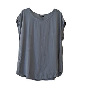 Eileen Fisher Shell Blue Grey 100% Silk Top